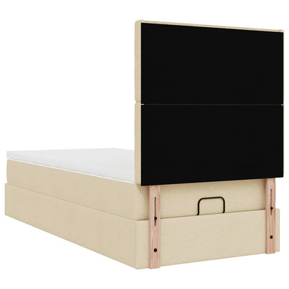 Ottoman bed met matras 80x200cm stof crèmekleurig