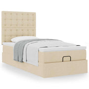 Ottomaans bed met matras 80x200 cm crèmekleurig