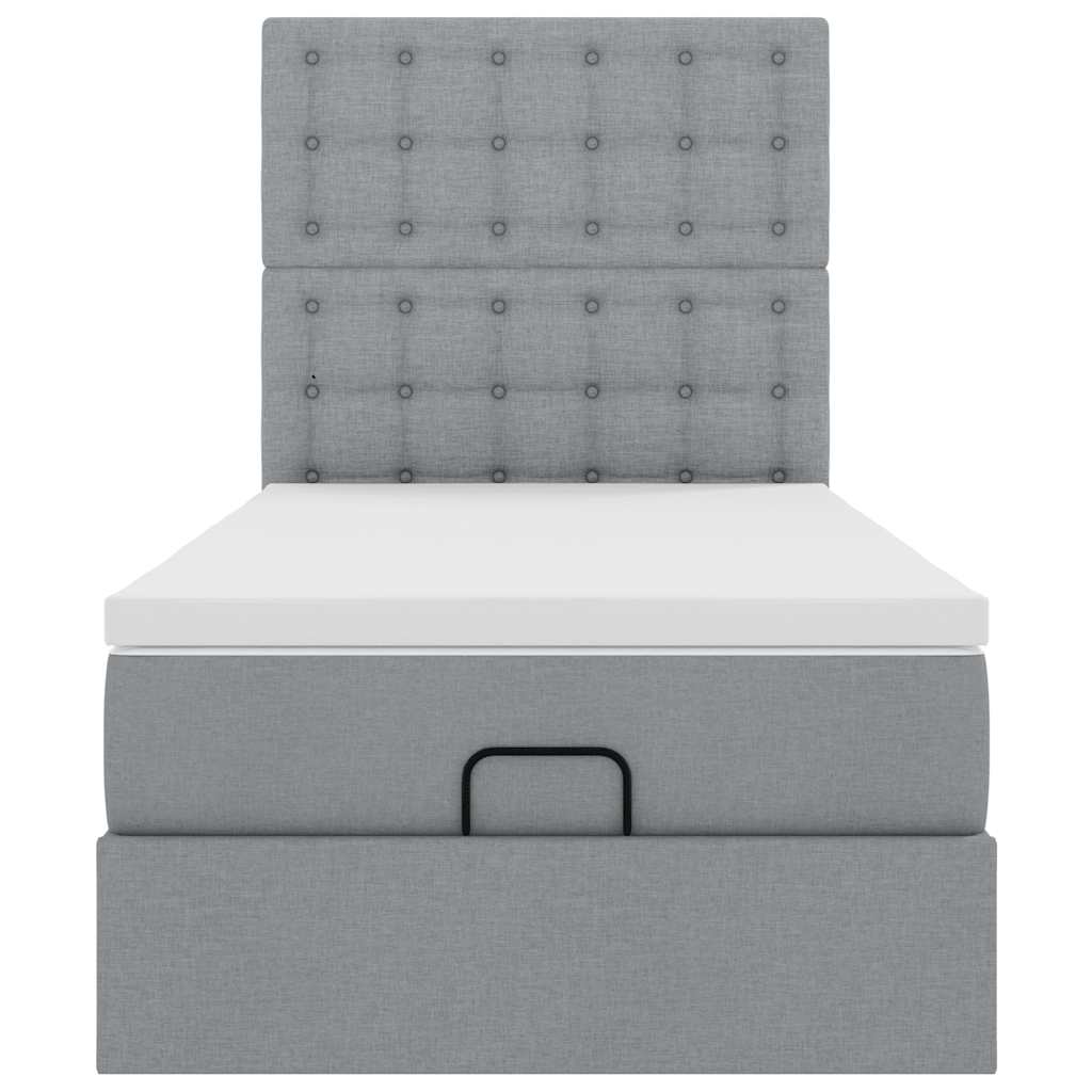 Ottoman bed met matras 90x190cm stof lichtgrijs