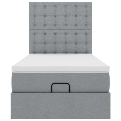 Ottoman bed met matras 90x190cm stof lichtgrijs