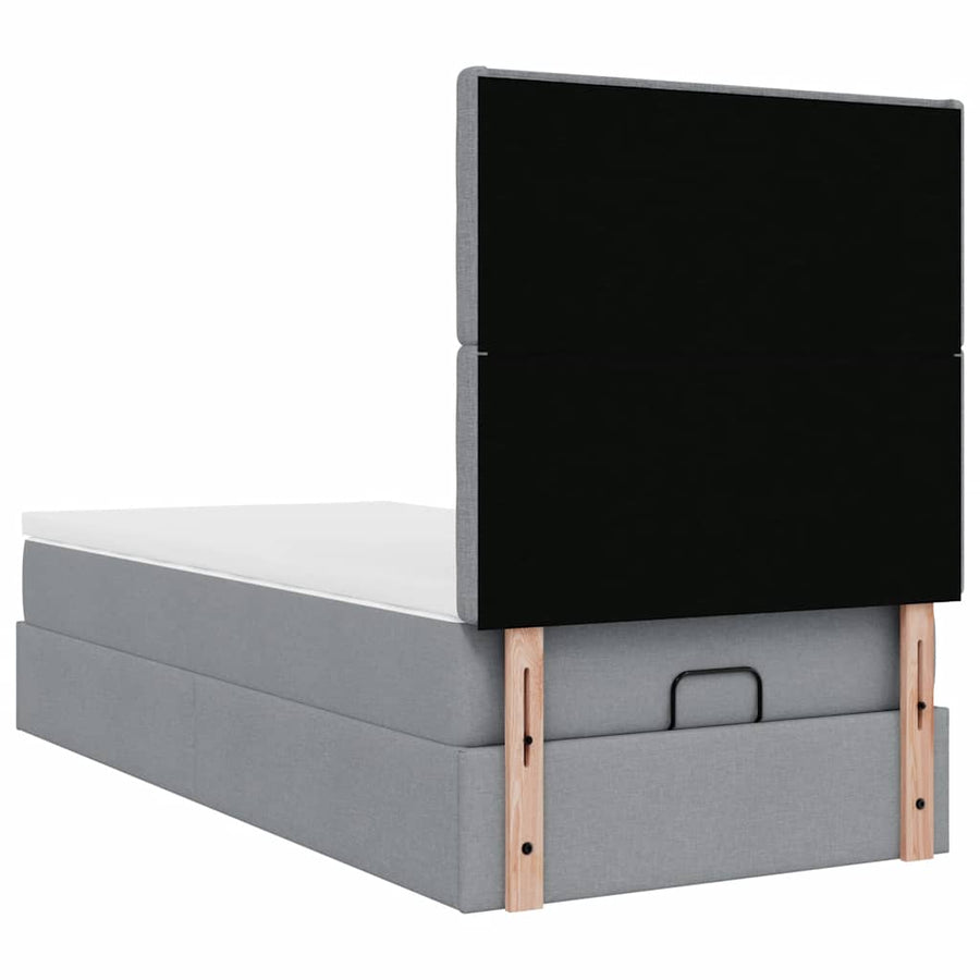 Ottoman bed met matras 90x190cm stof lichtgrijs