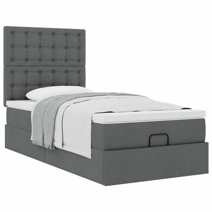 Ottoman bed met matras 90x190cm stof donkergrijs