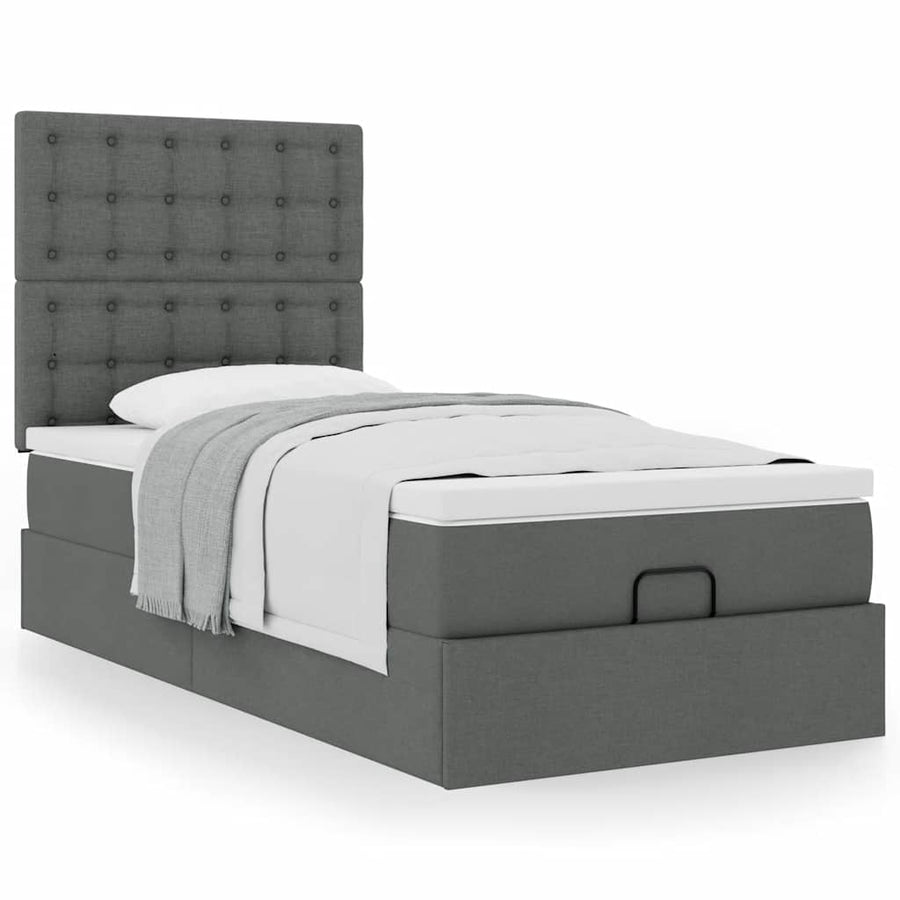 Ottoman bed met matras 90x190cm stof donkergrijs
