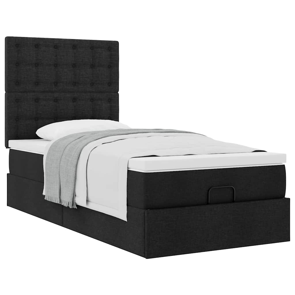 Ottoman bed met matras 90x190cm stof zwart