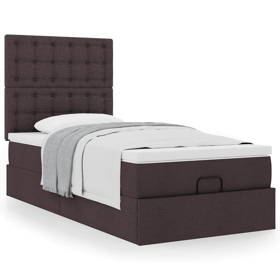 Ottoman bed met matras 90x190cm stof donkerbruin
