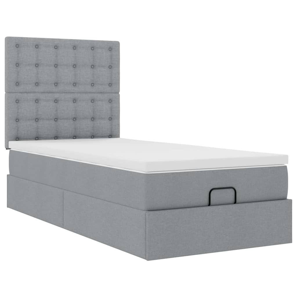 Ottoman bed met matras 90x200cm stof lichtgrijs