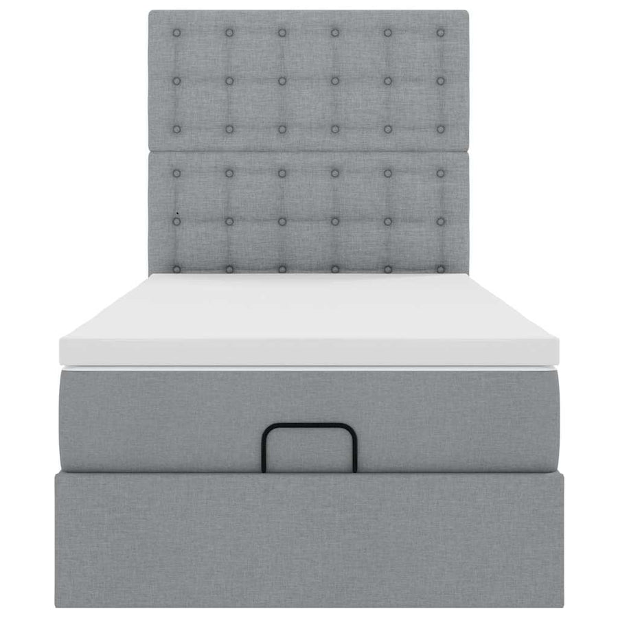 Ottoman bed met matras 90x200cm stof lichtgrijs