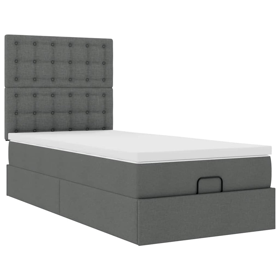 Ottoman bed met matras 90x200cm stof donkergrijs