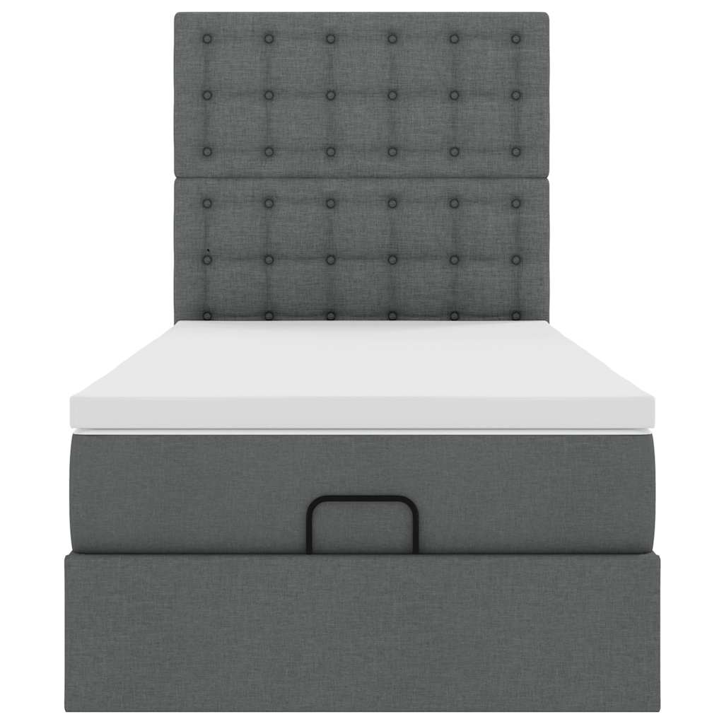 Ottoman bed met matras 90x200cm stof donkergrijs