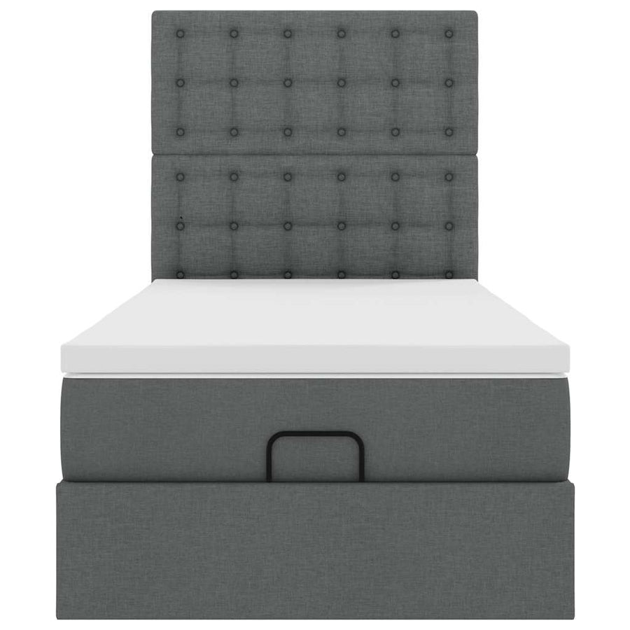 Ottoman bed met matras 90x200cm stof donkergrijs