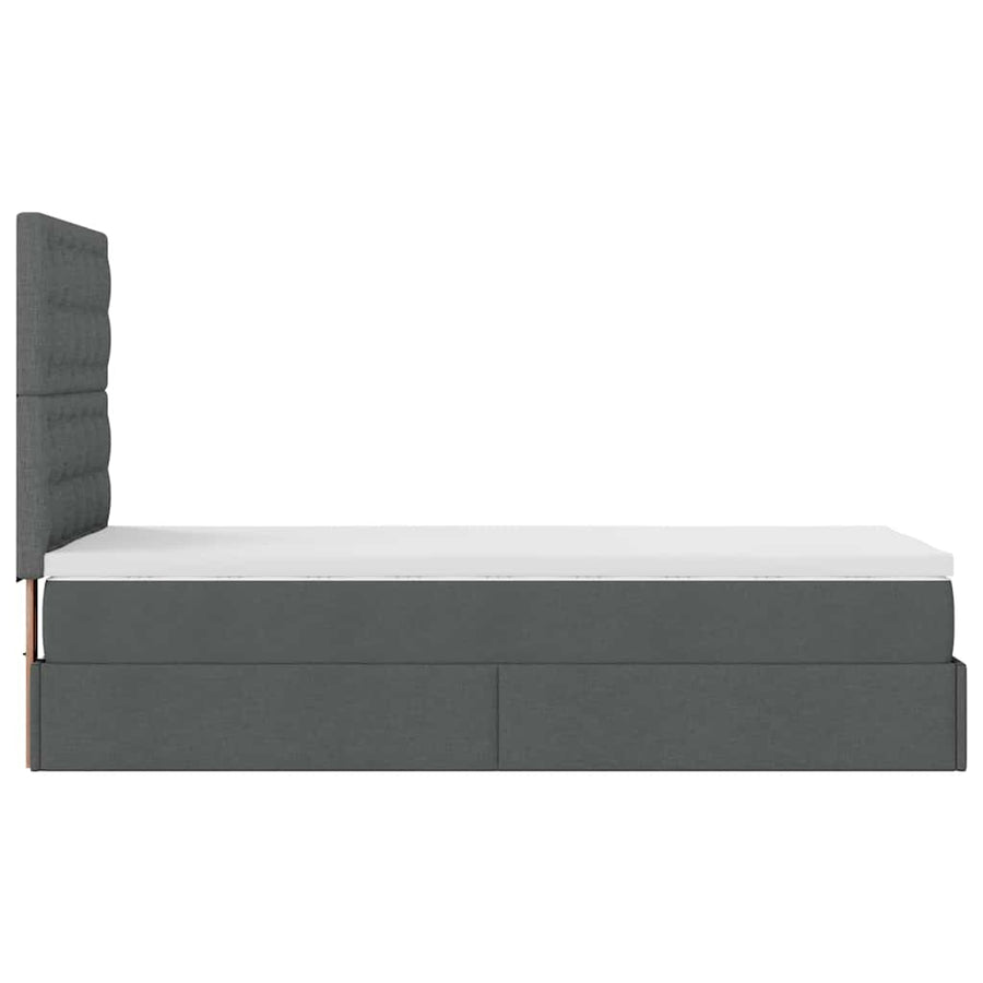 Ottoman bed met matras 90x200cm stof donkergrijs