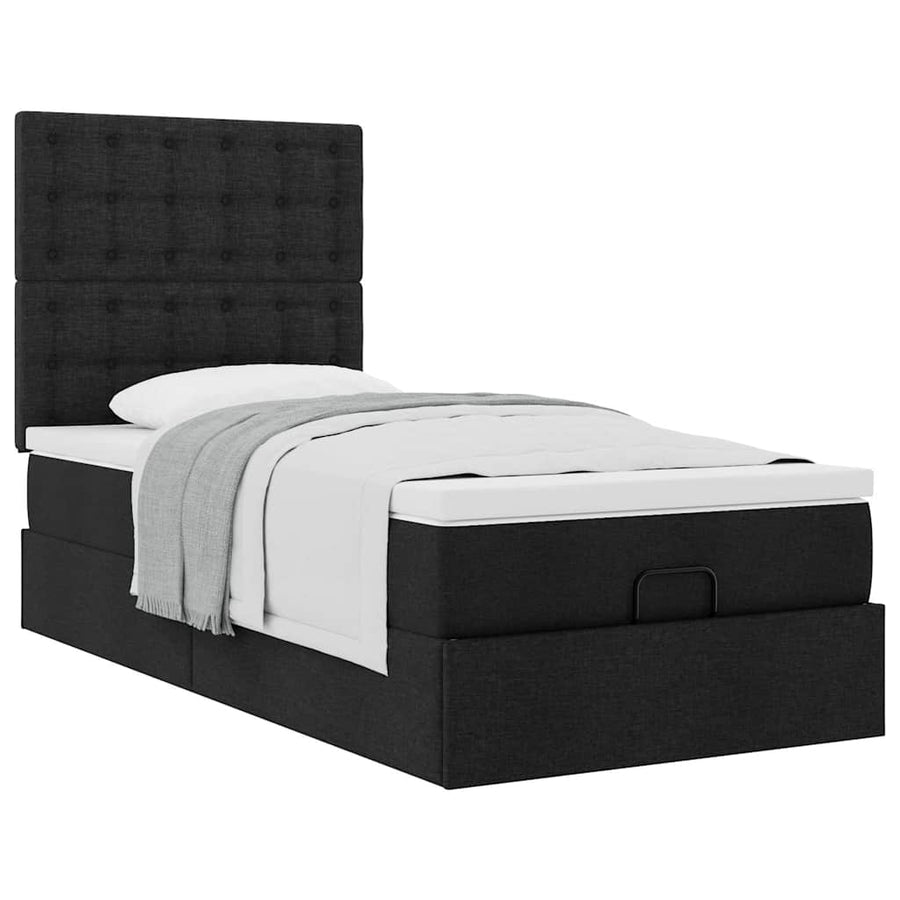 Ottoman bed met matras 90x200cm stof zwart