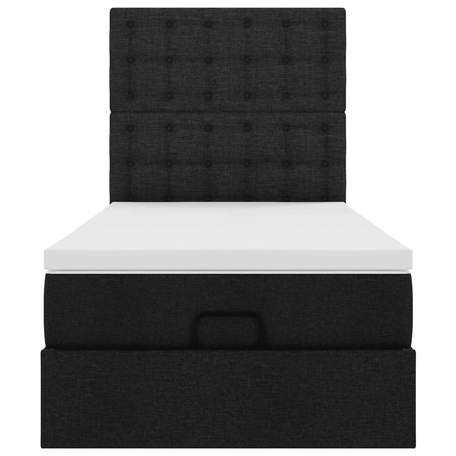 Ottoman bed met matras 90x200cm stof zwart
