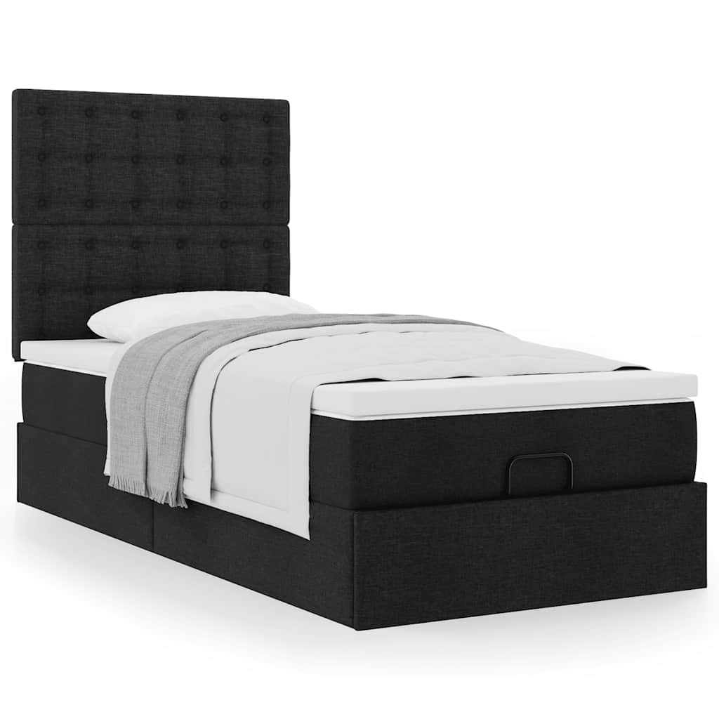 Ottoman bed met matras 90x200cm stof zwart