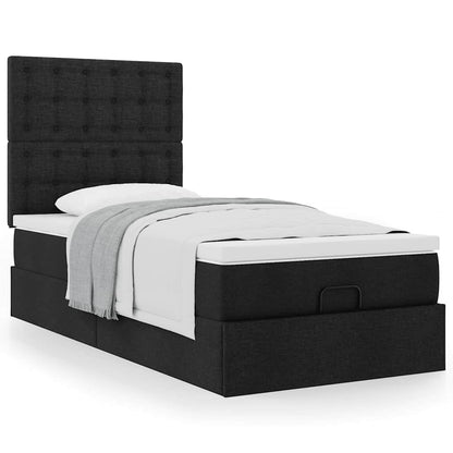 Ottoman bed met matras 90x200cm stof zwart