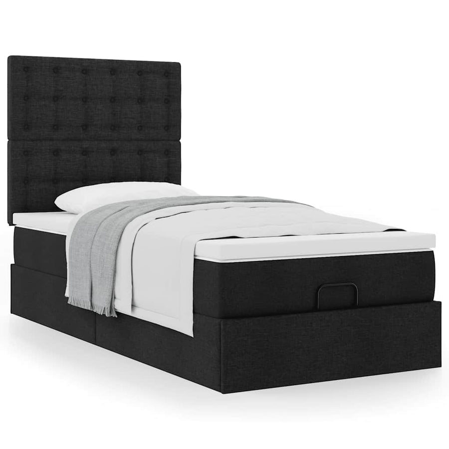 Ottoman bed met matras 90x200cm stof zwart