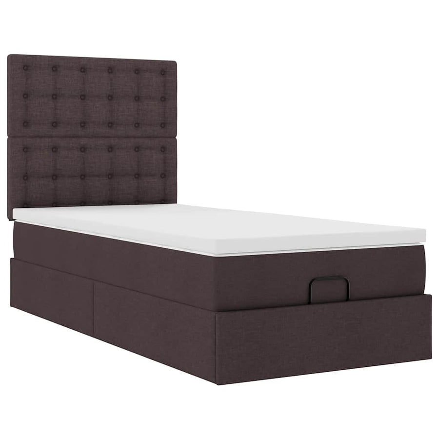 Ottoman bed met matras 90x200cm stof donkerbruin