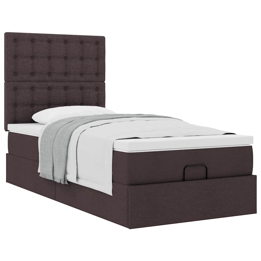 Ottoman bed met matras 90x200cm stof donkerbruin