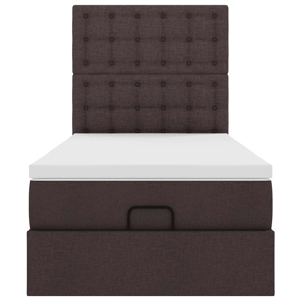Ottoman bed met matras 90x200cm stof donkerbruin