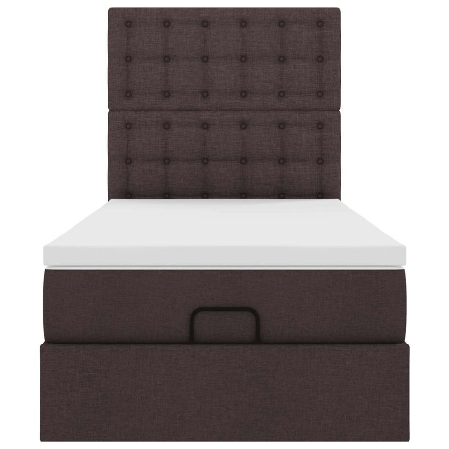 Ottoman bed met matras 90x200cm stof donkerbruin