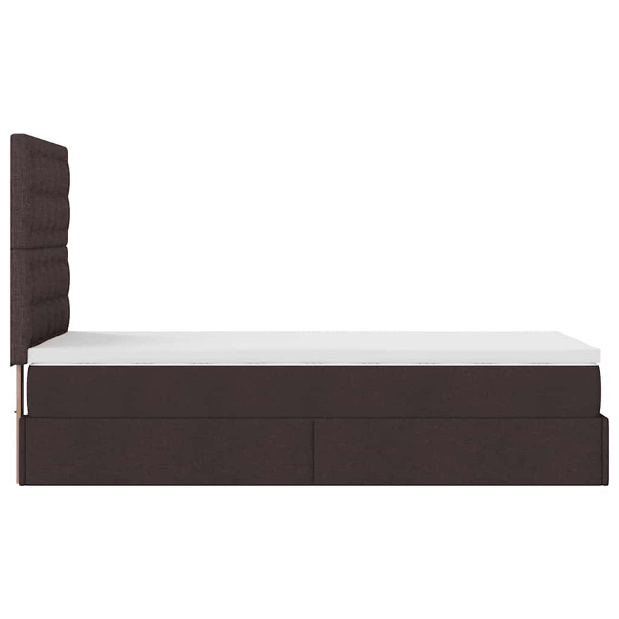 Ottoman bed met matras 90x200cm stof donkerbruin