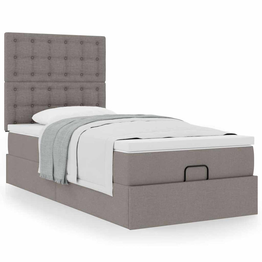 Ottoman bed met matras 90x200cm stof taupe