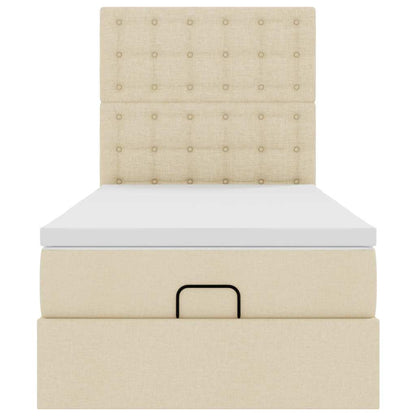 Ottoman bed met matras 90x200cm stof crèmekleurig
