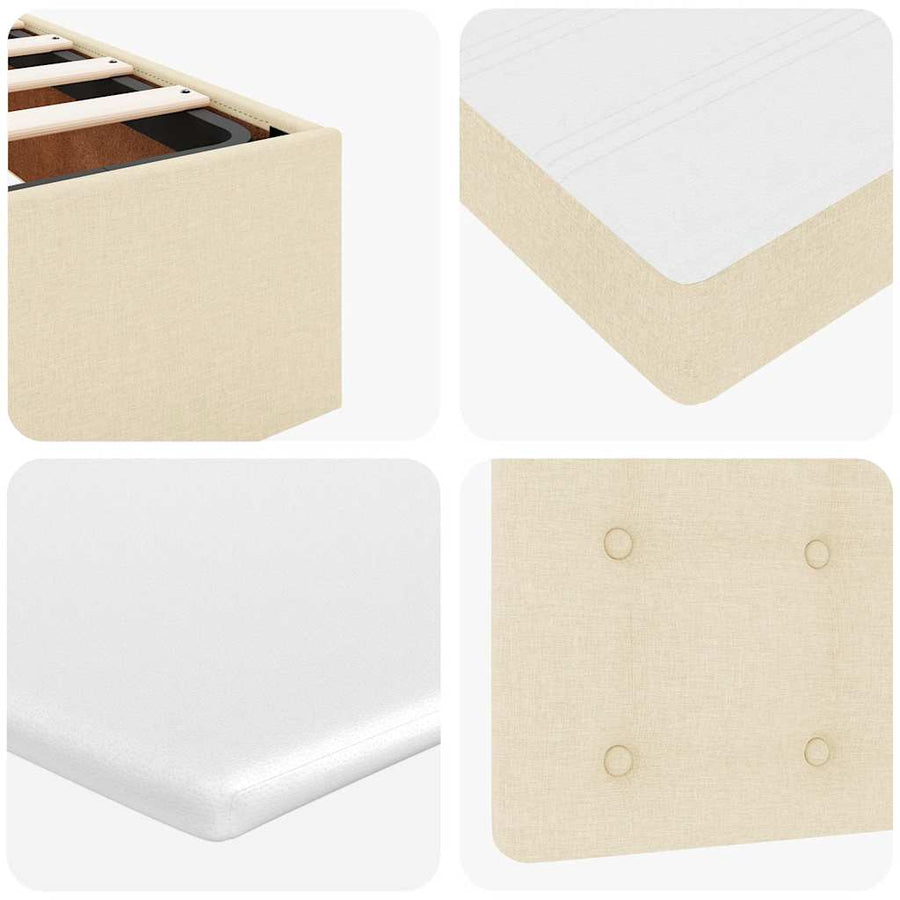 Ottoman bed met matras 90x200cm stof crèmekleurig