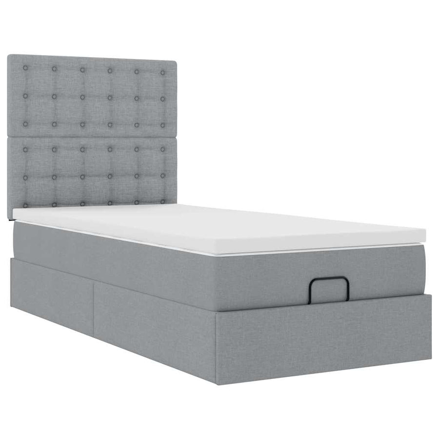 Ottoman bed met matras 100x200cm stof lichtgrijs