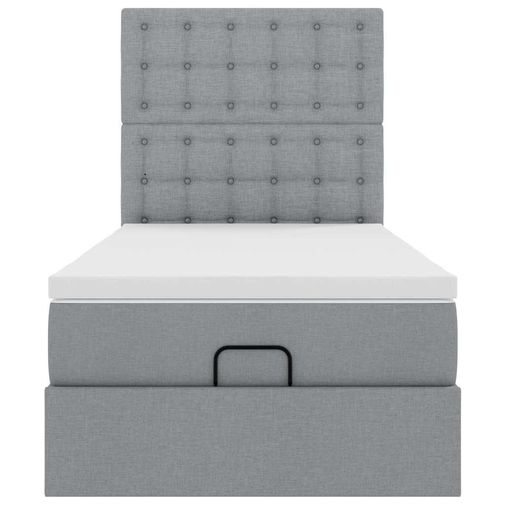 Ottoman bed met matras 100x200cm stof lichtgrijs