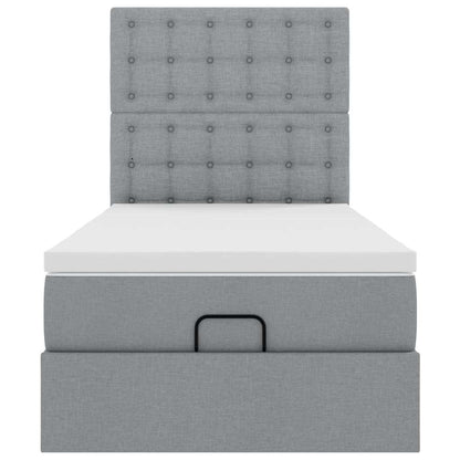 Ottoman bed met matras 100x200cm stof lichtgrijs