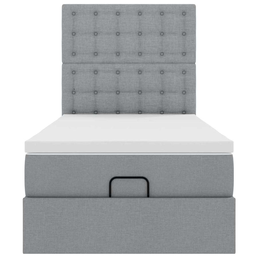 Ottoman bed met matras 100x200cm stof lichtgrijs