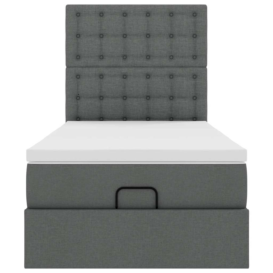 Ottoman bed met matras 100x200cm stof donkergrijs