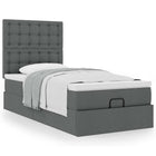 Ottoman bed with mattress 100x200cm fabric dark grey