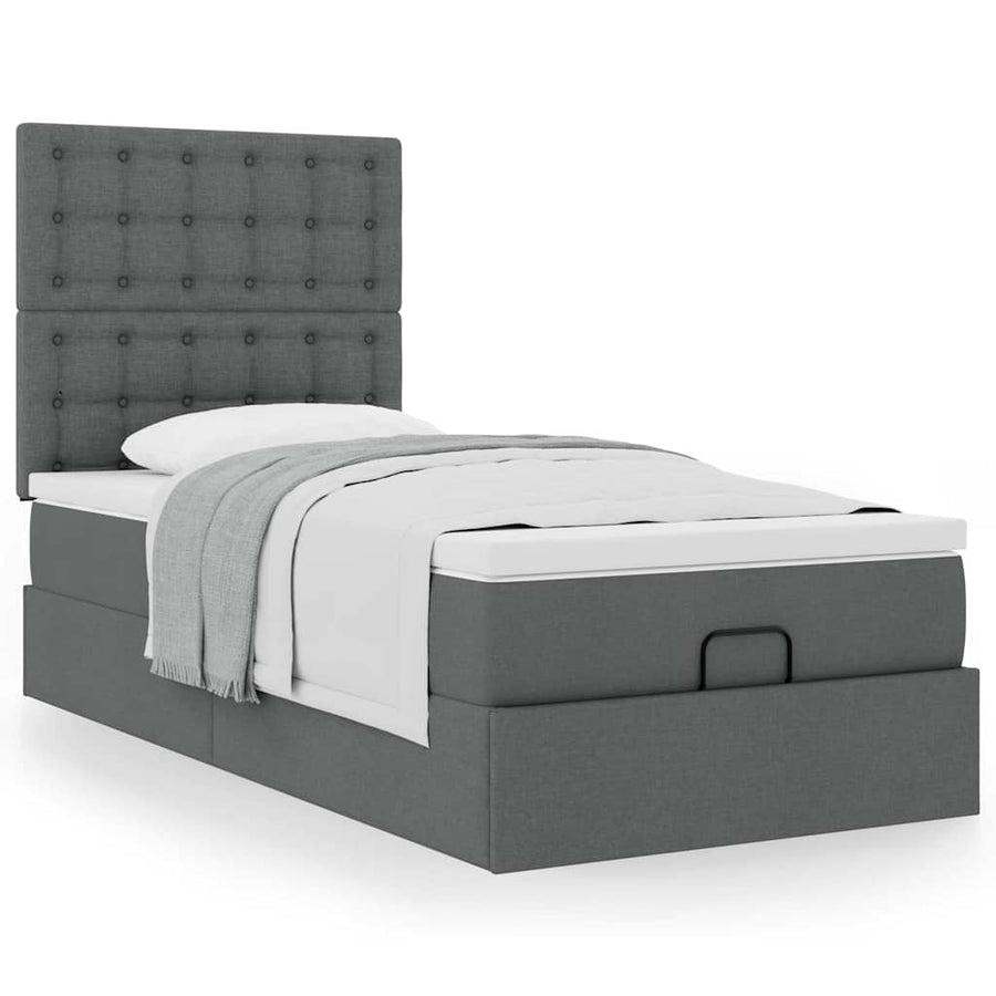 Ottoman bed met matras 100x200cm stof donkergrijs