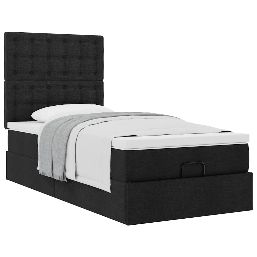 Ottoman bed met matras 100x200cm stof zwart