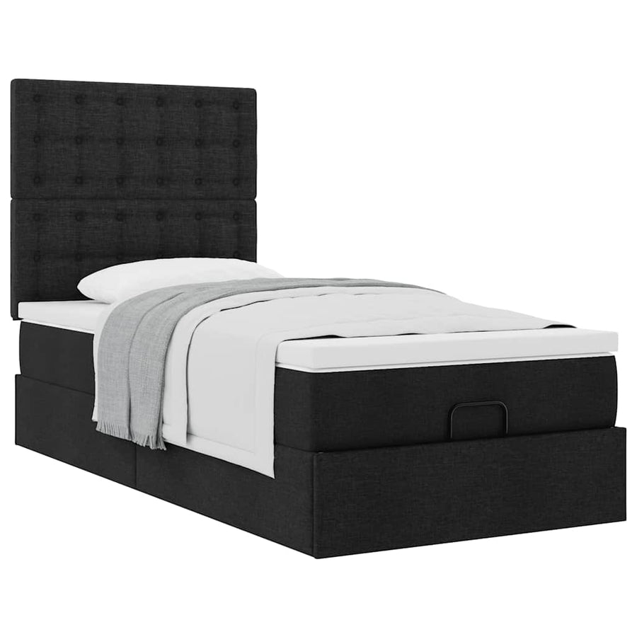 Ottoman bed met matras 100x200cm stof zwart