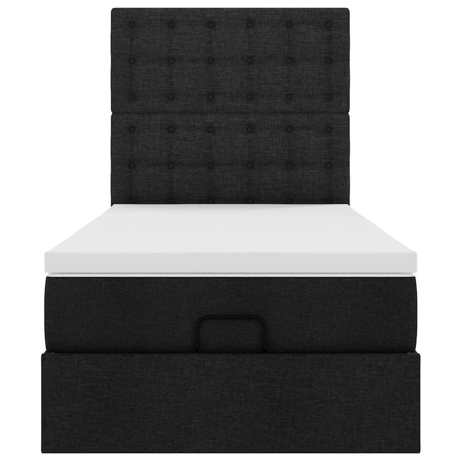 Ottoman bed met matras 100x200cm stof zwart