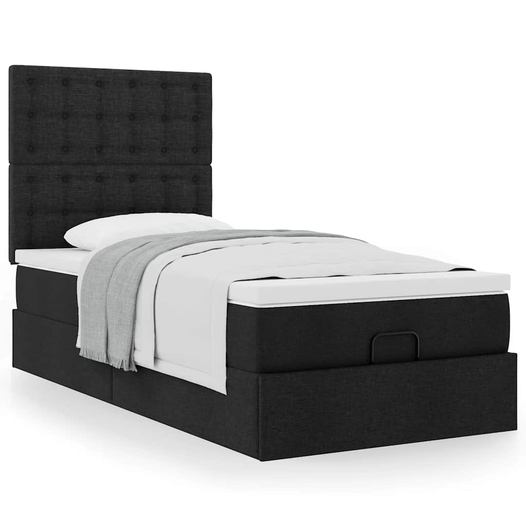 Ottoman bed met matras 100x200cm stof zwart
