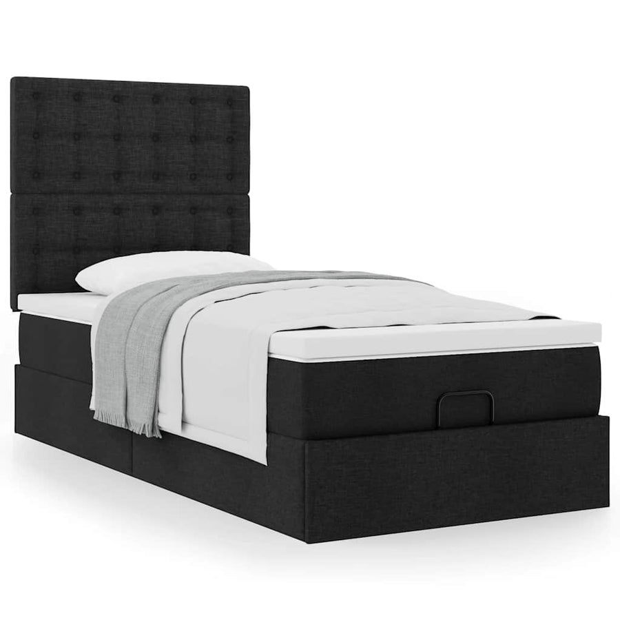 Ottoman bed met matras 100x200cm stof zwart