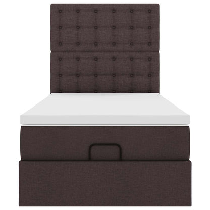 Ottoman bed met matras 100x200cm stof donkerbruin