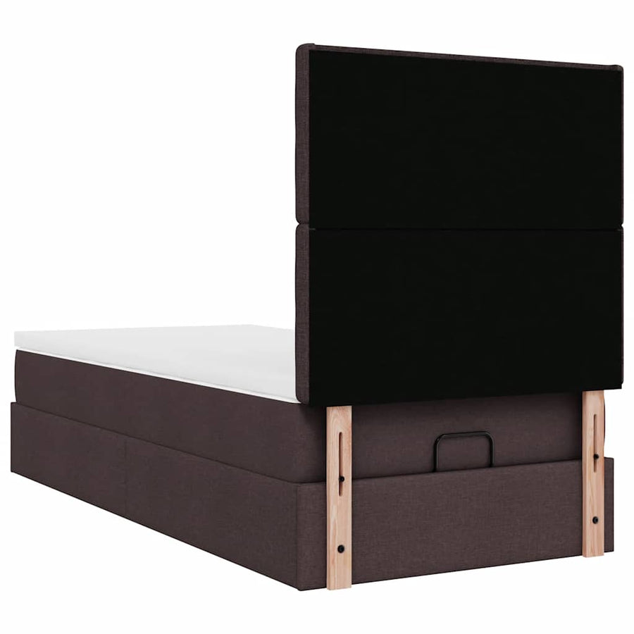 Ottoman bed met matras 100x200cm stof donkerbruin