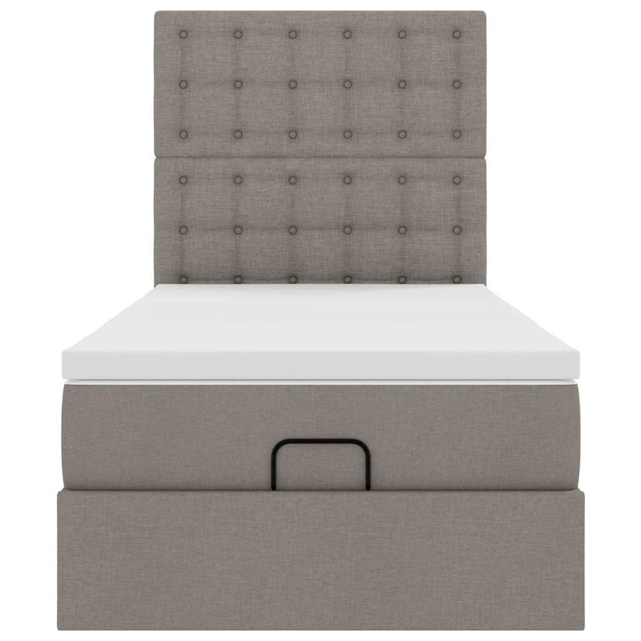 Ottoman bed met matras 100x200cm stof taupe