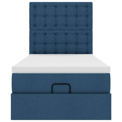 Ottoman bed met matras 100x200cm stof blauw