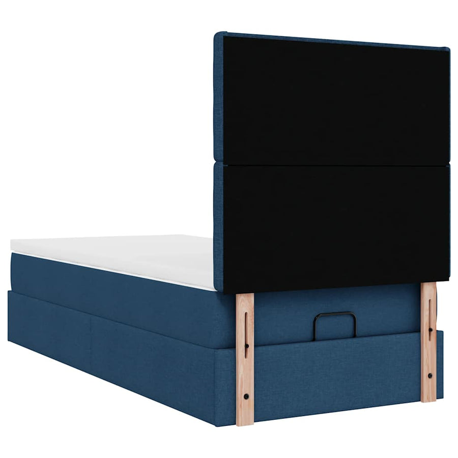 Ottoman bed met matras 100x200cm stof blauw