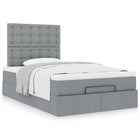 Ottoman bed with mattress 120x190 cm light grey fabric