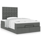 Ottoman bed with mattress 120x190 cm dark grey fabric