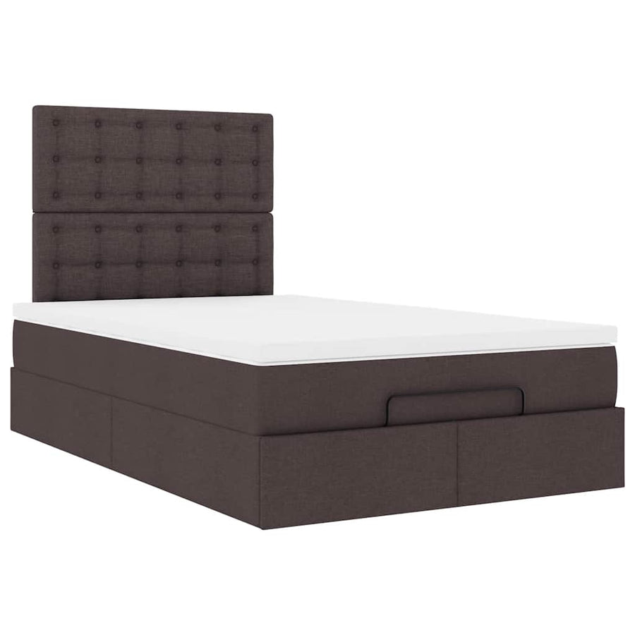 Ottoman bed met matras 120x190 cm stof donkerbruin