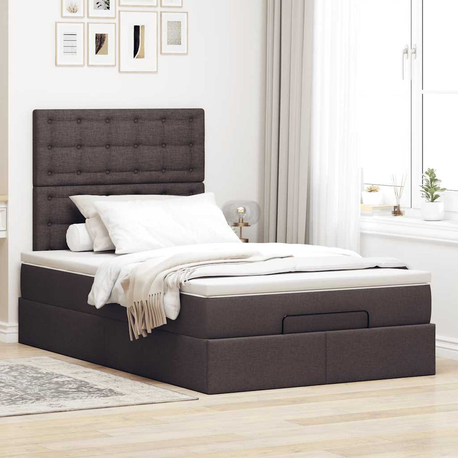 Ottoman bed met matras 120x190 cm stof donkerbruin