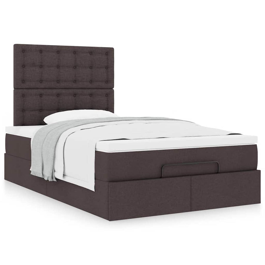 Ottoman bed met matras 120x190 cm stof donkerbruin